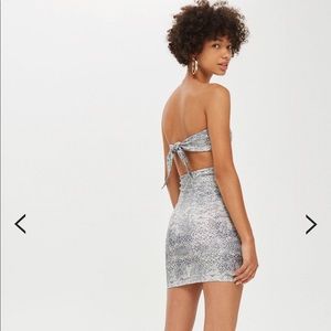 Topshop sparkly snake print strapless dress